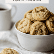 Brown Butter Pecan Spice Cookies in a white bowl.