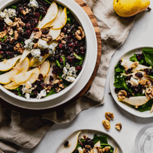 Pear, blue cheese, and toasted walnut salad