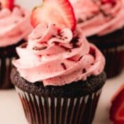 Chocolate Cupcakes with Strawberry buttercream