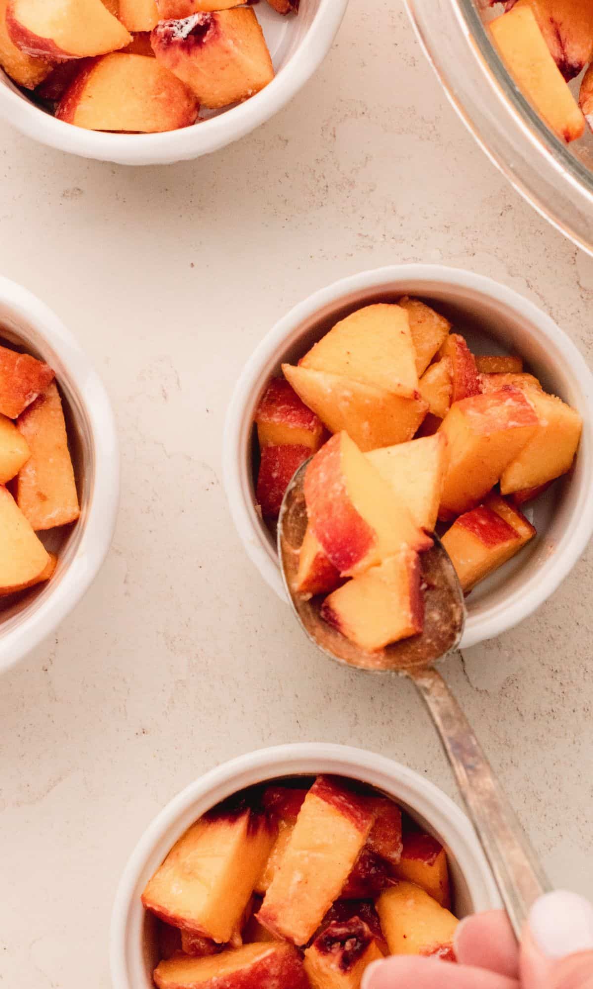 Peach crisp preparation.