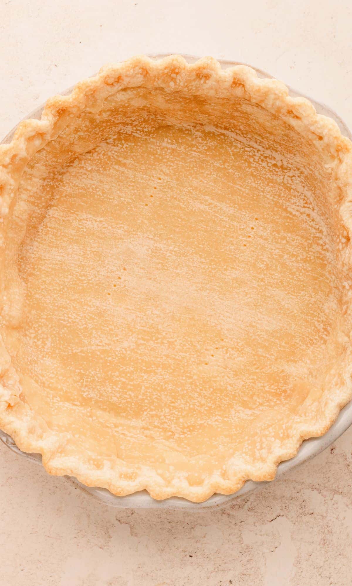 An empty baked pie crust.