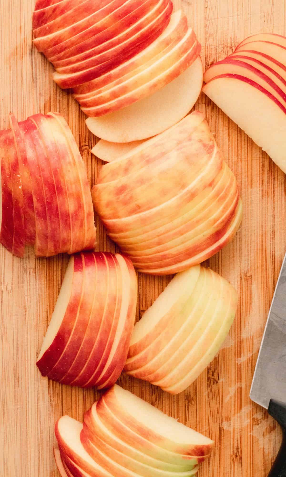 Apple preparation for roasted apple and chicken panini.