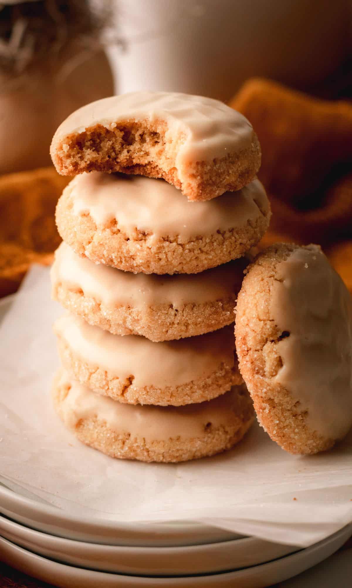 A stack of brown butter brown sugar cookies.