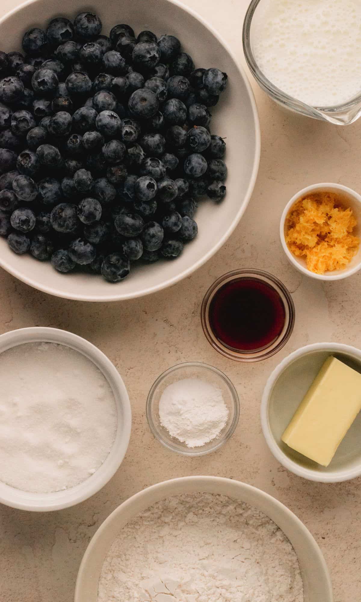 Buttermilk cake with blueberries ingredients.