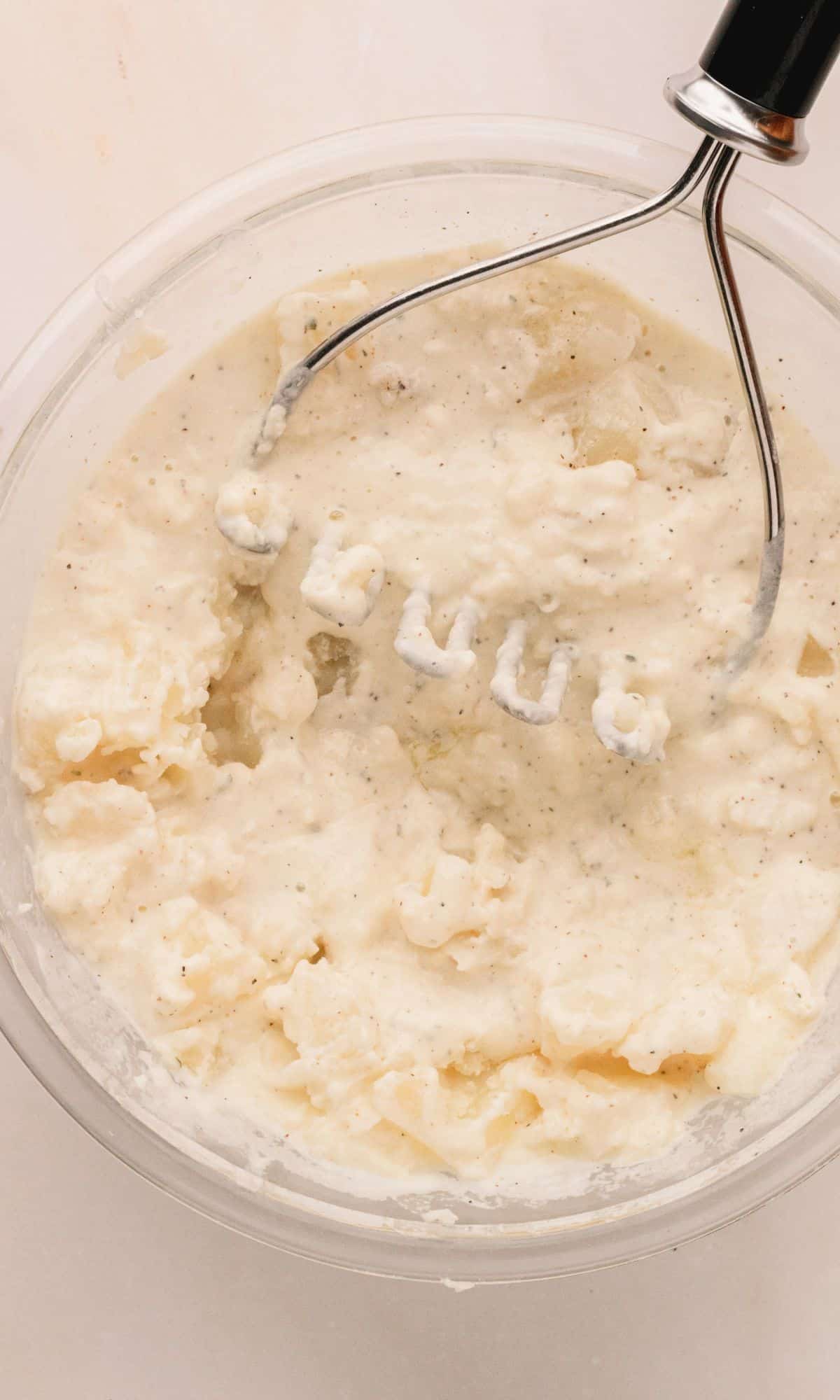 Boursin mashed poatotes preparation.