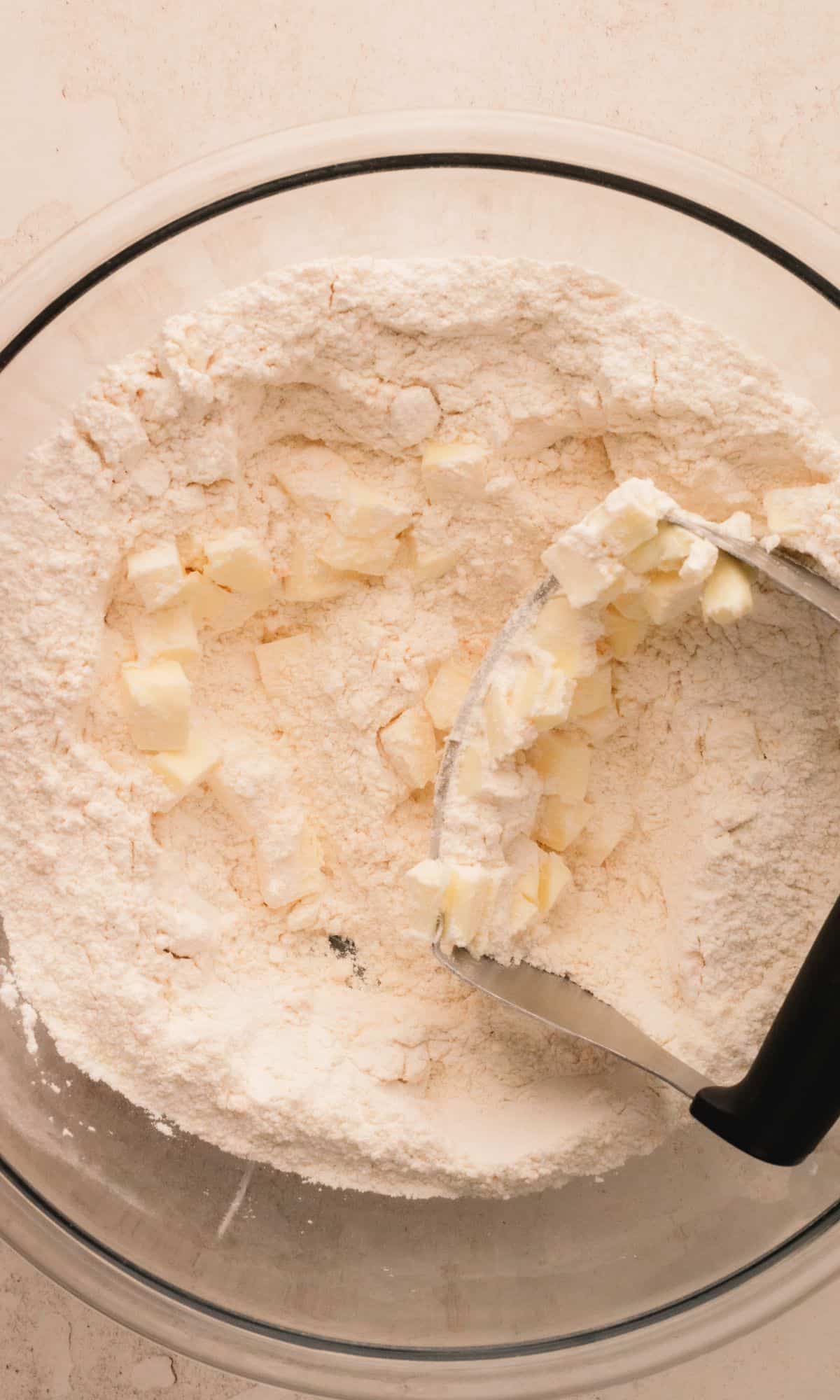 Blueberry scone dough preparation.