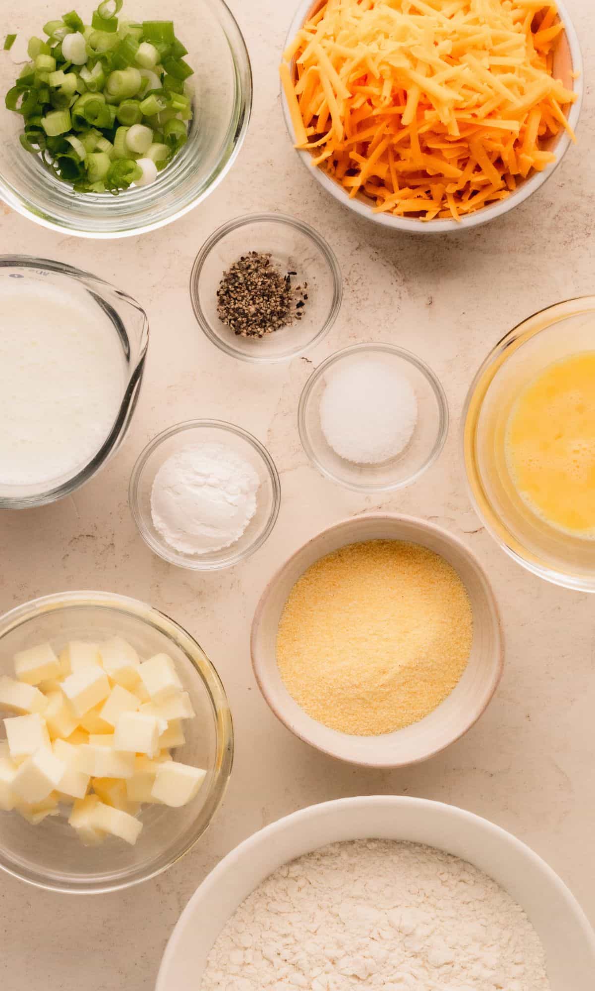 Mini cheddar scone ingredients.