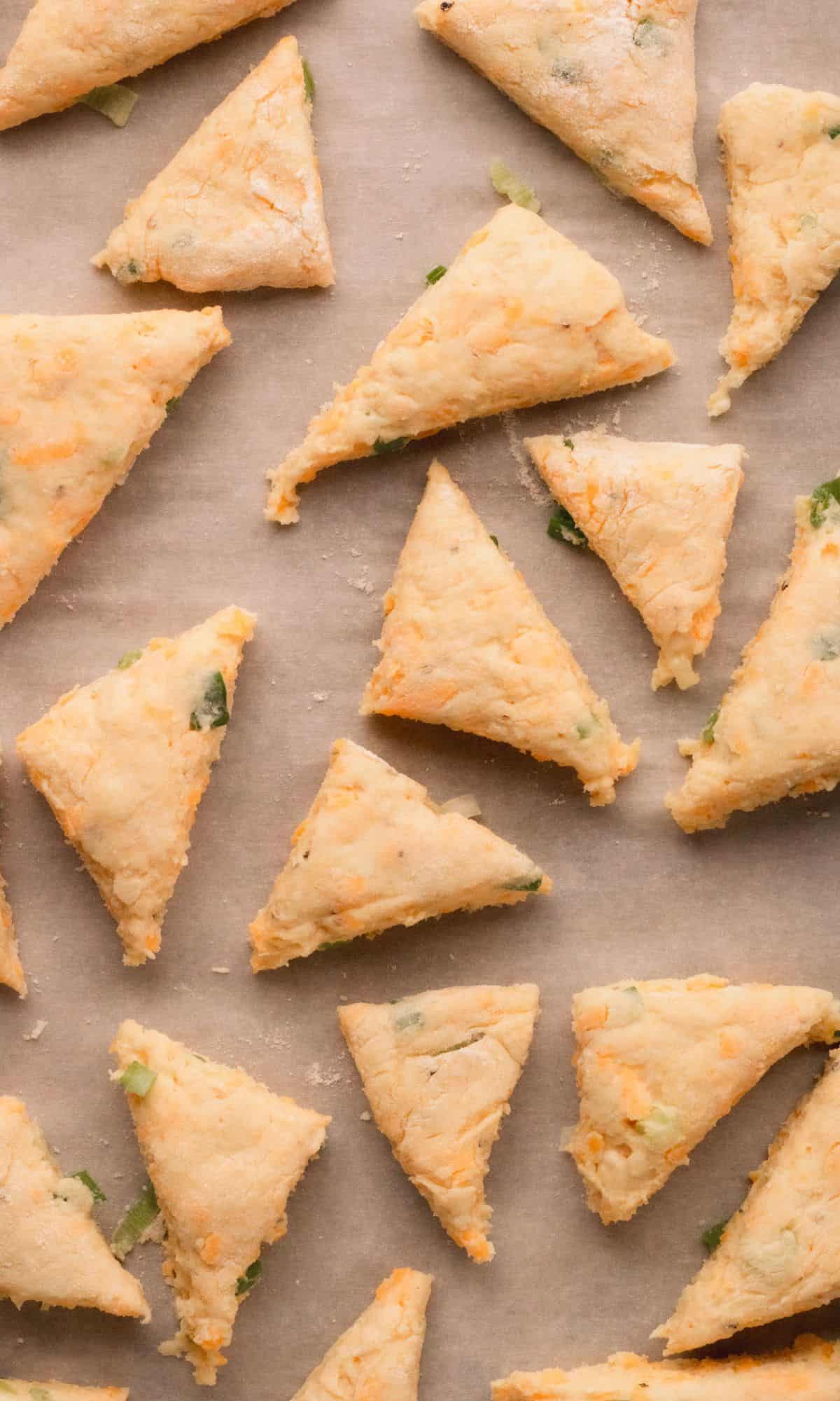 Mini cheddar scones before baking.