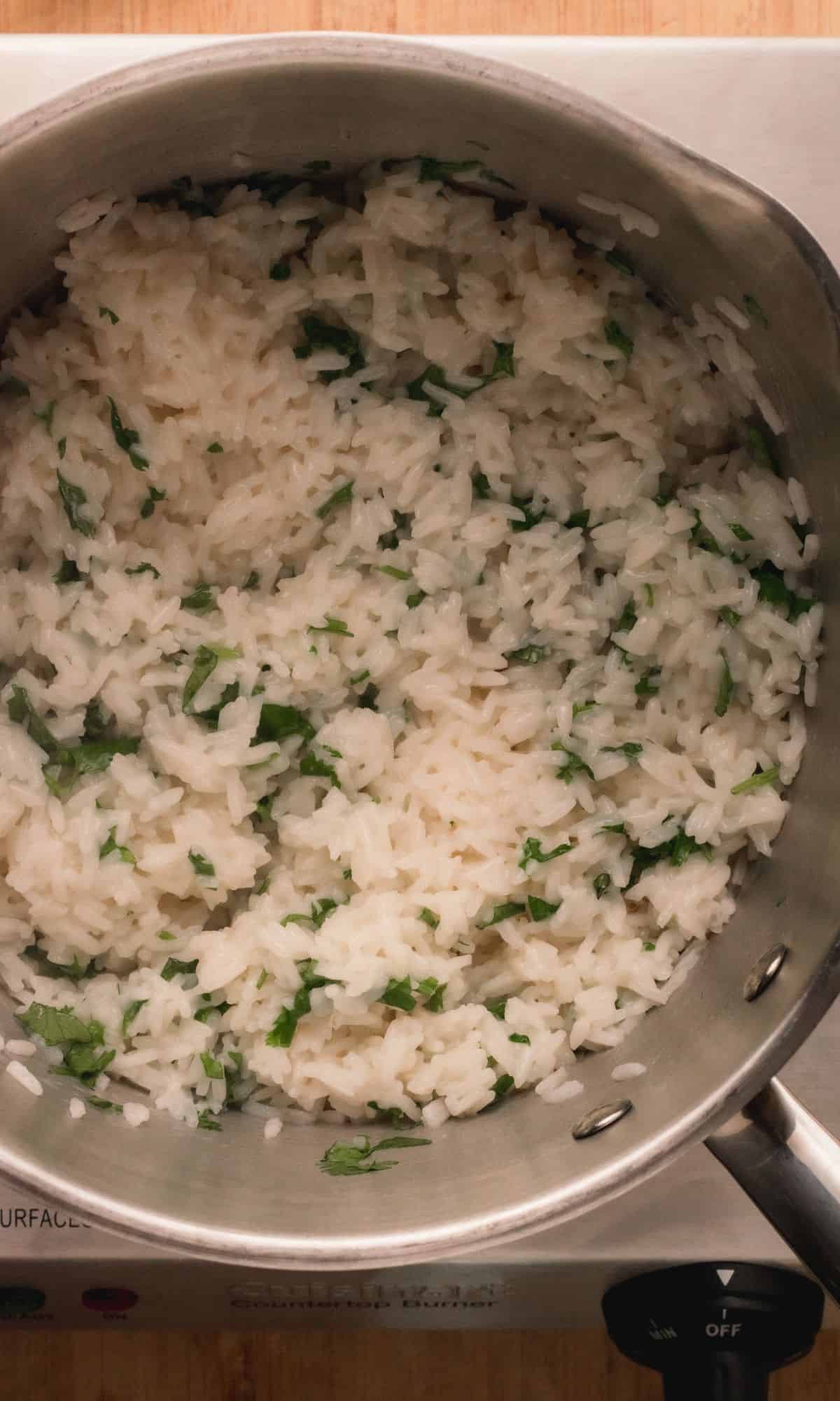 Coconut rice preparation.