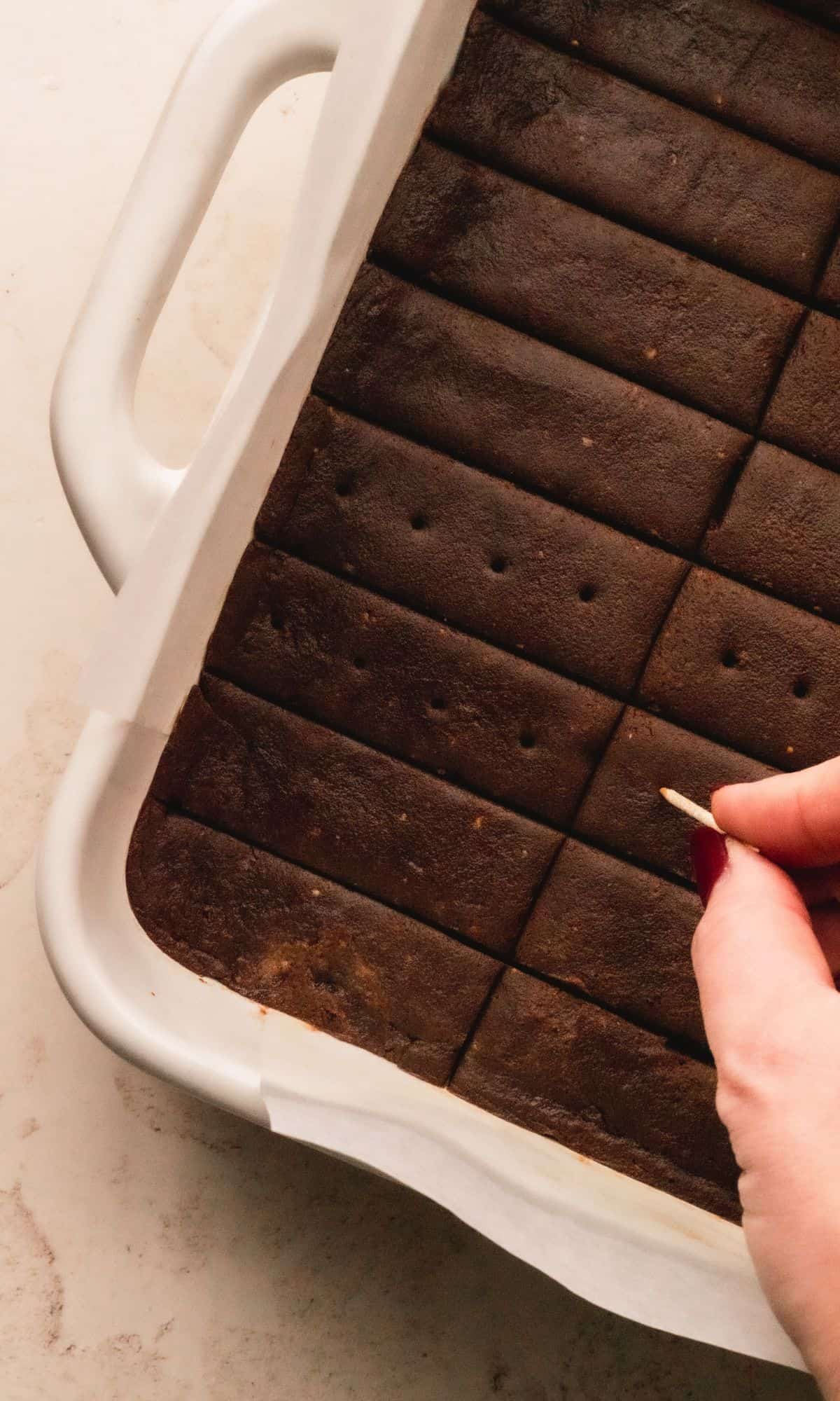 Chocolate shortbread preparation.