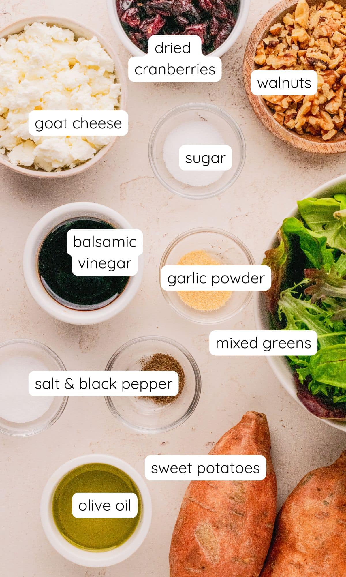 Sweet potato salad ingredients.