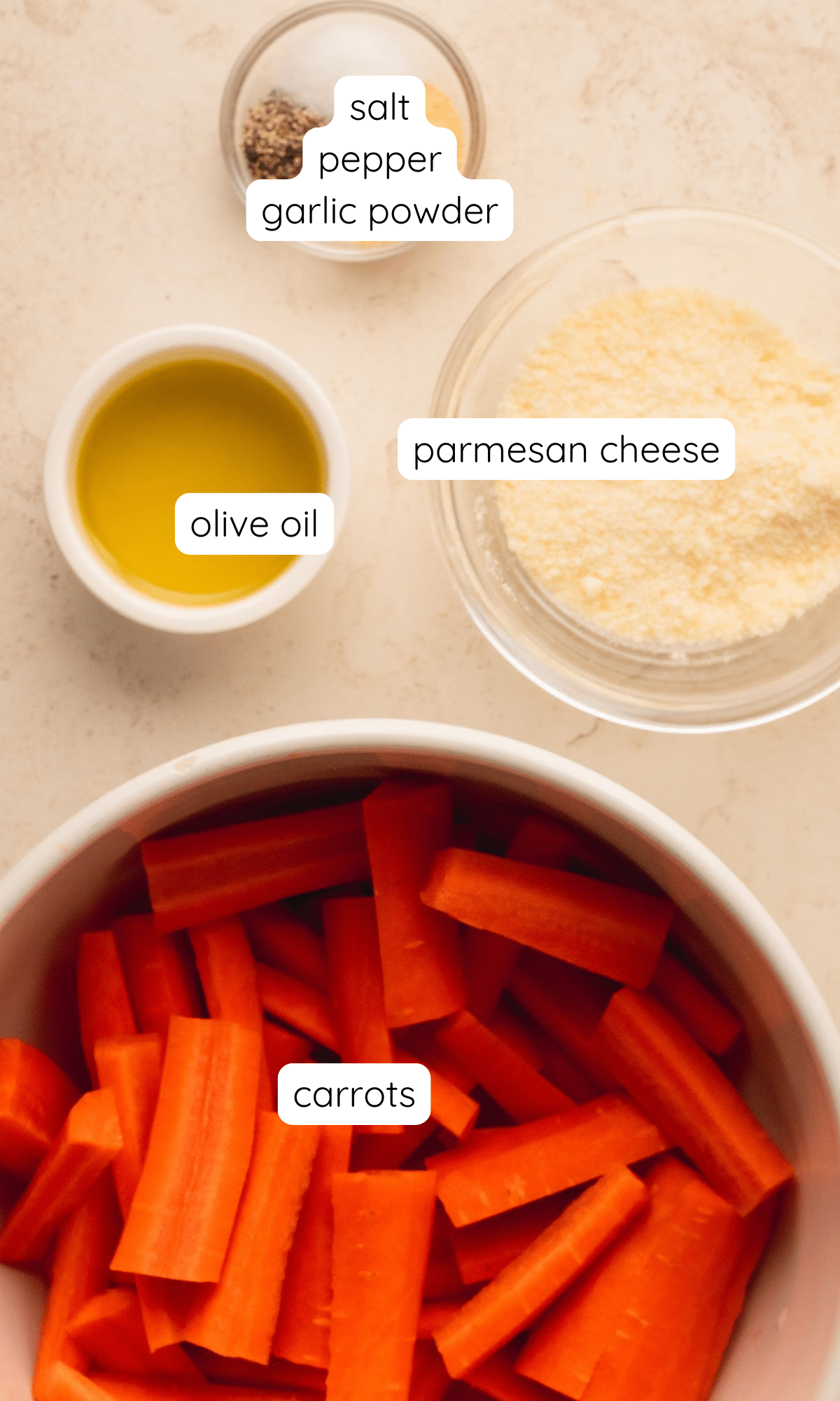 Smashed carrot ingredients.