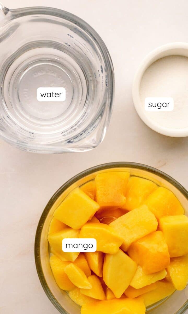 Mango purée ingredients.