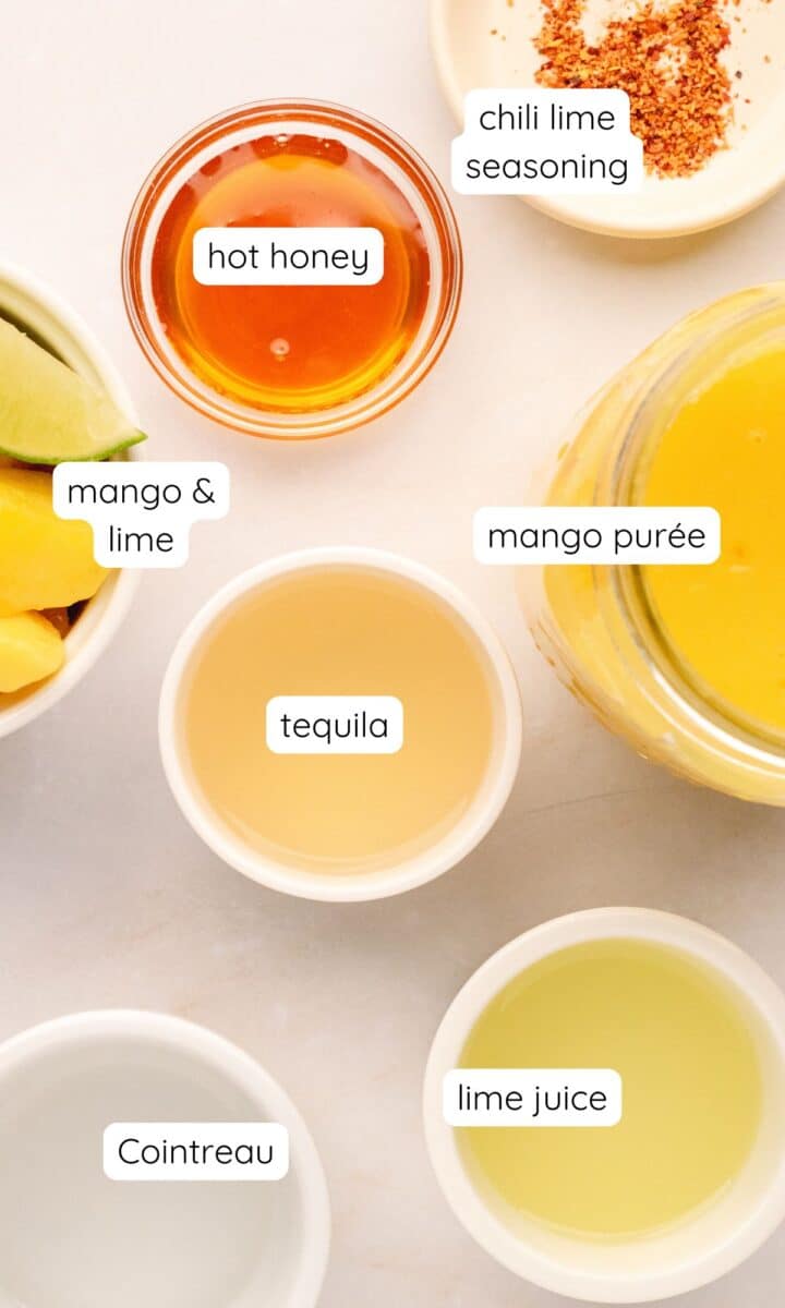 Mango margarita ingredients.