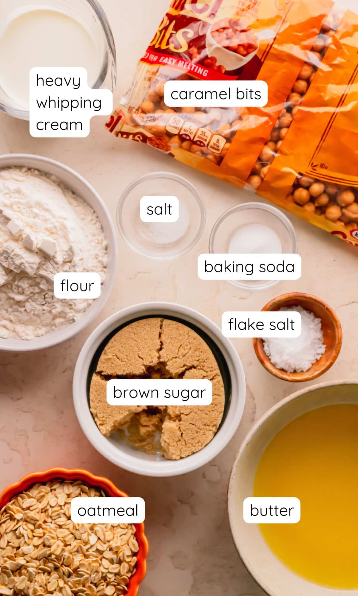 Caramel bar ingredients.