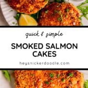 Smoked salmon cake pin with two images.
