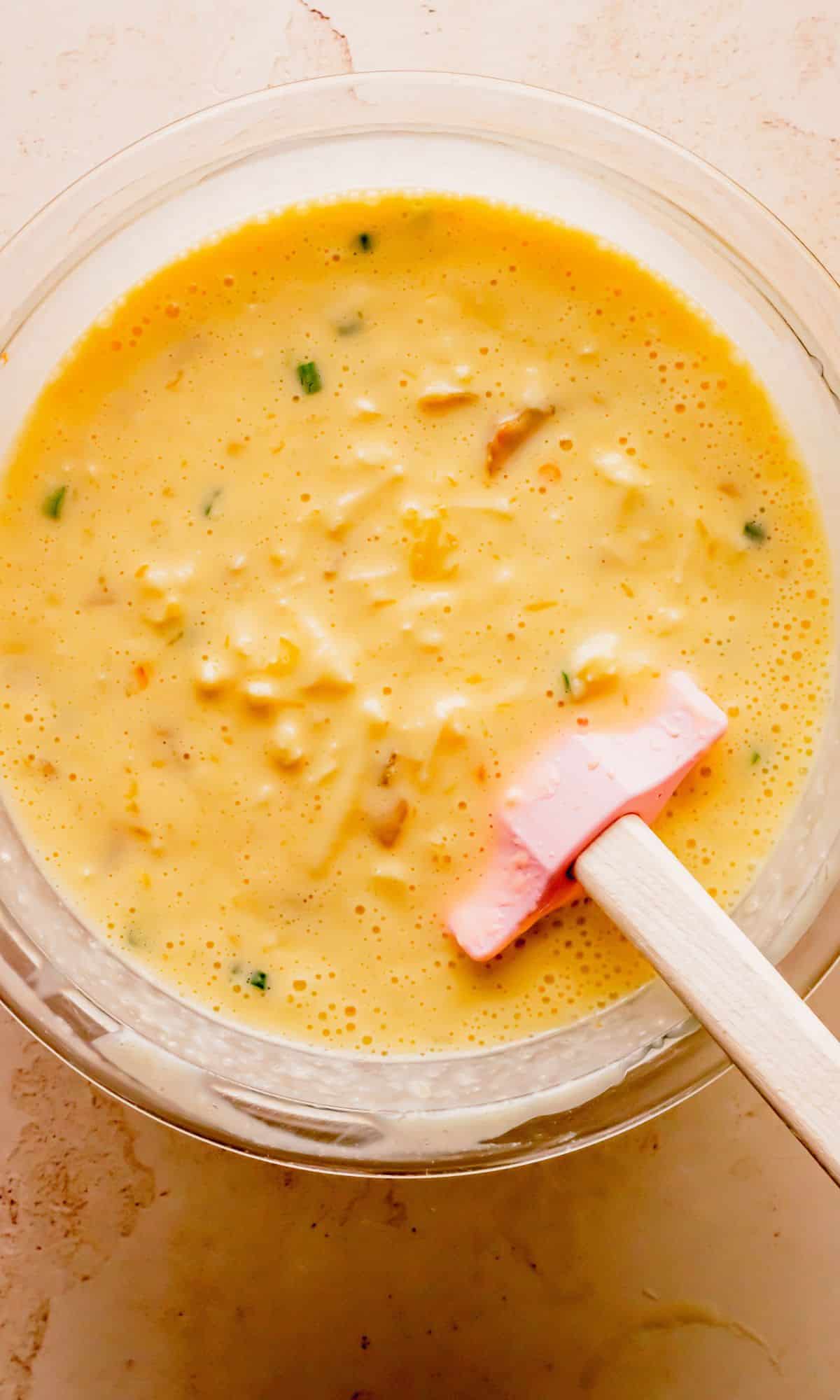 Egg bite mixture in bowl.