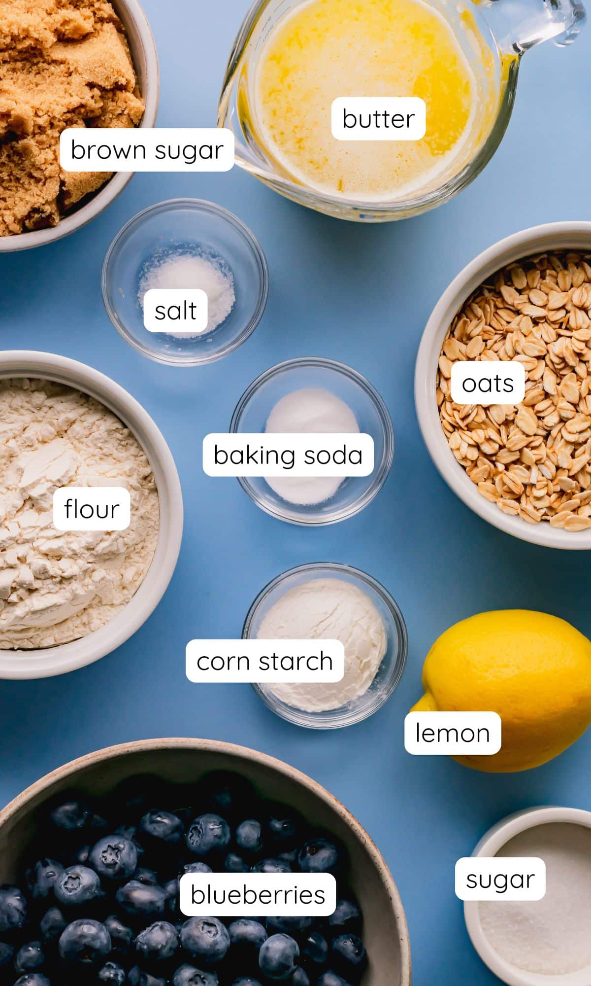 Blueberry oat bar ingredients.