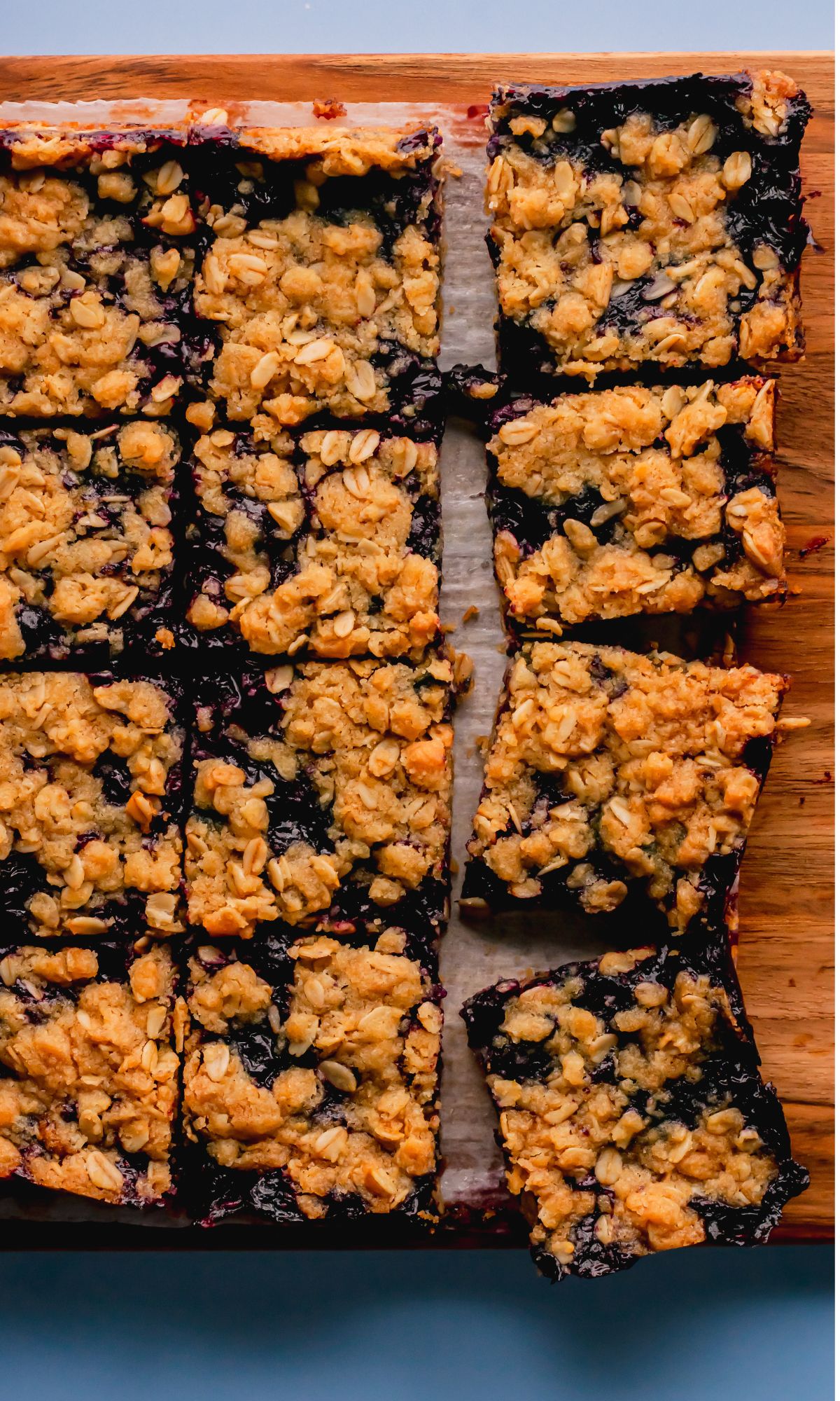 Cut blueberry oat bars.