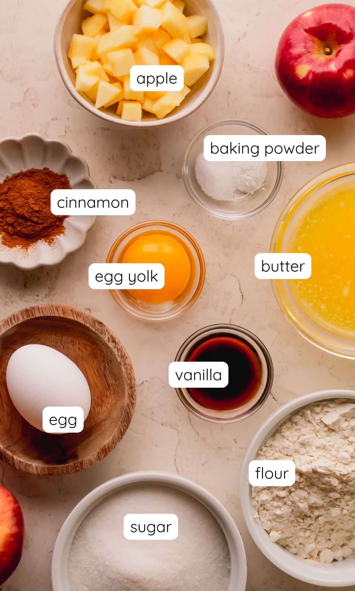 Apple cinnamon blondies ingredients.