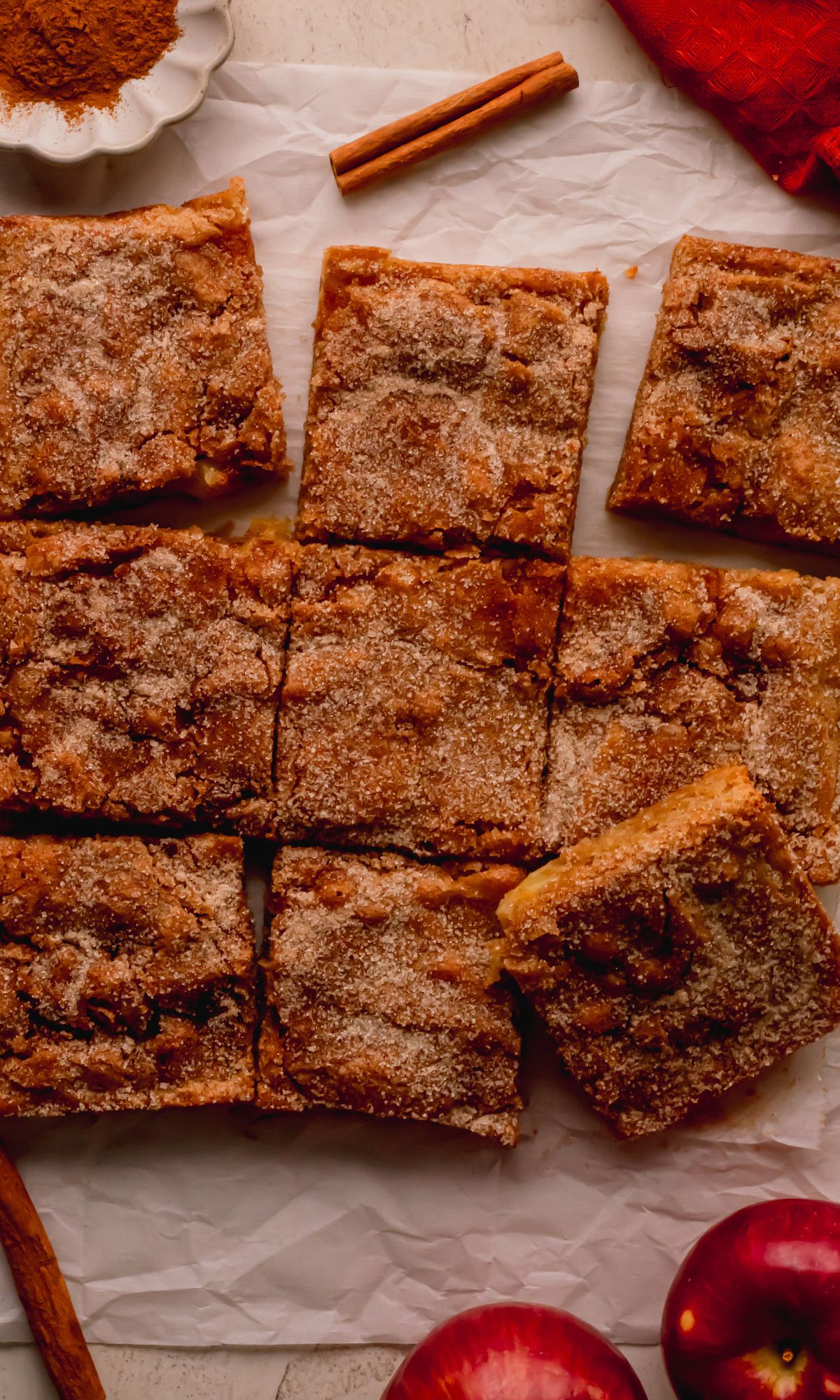 Cut apple cinnamon blondies.